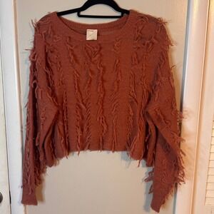 Karisma Womens Rust Cropped Lagenlook‎ Boho Lightweight Sweater SZ S/M